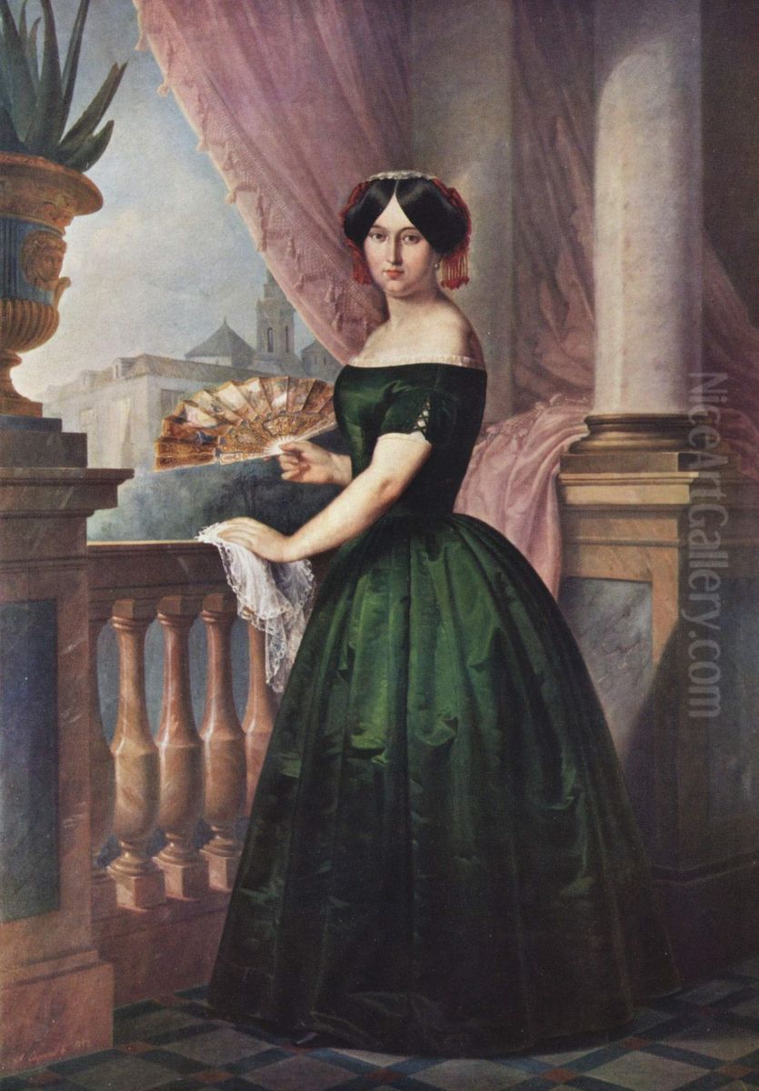 Portrait of Josefa Garcia Solis Oil Painting by Antonio Maria Esquivel