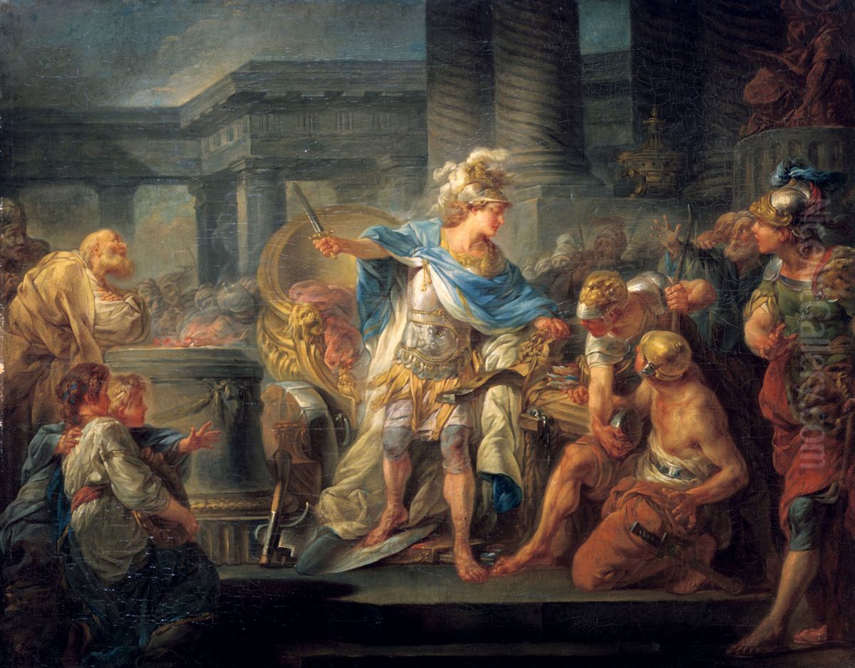 Alexandercuts theGordian Knot Oil Painting by Jean-Simon Berthelemy