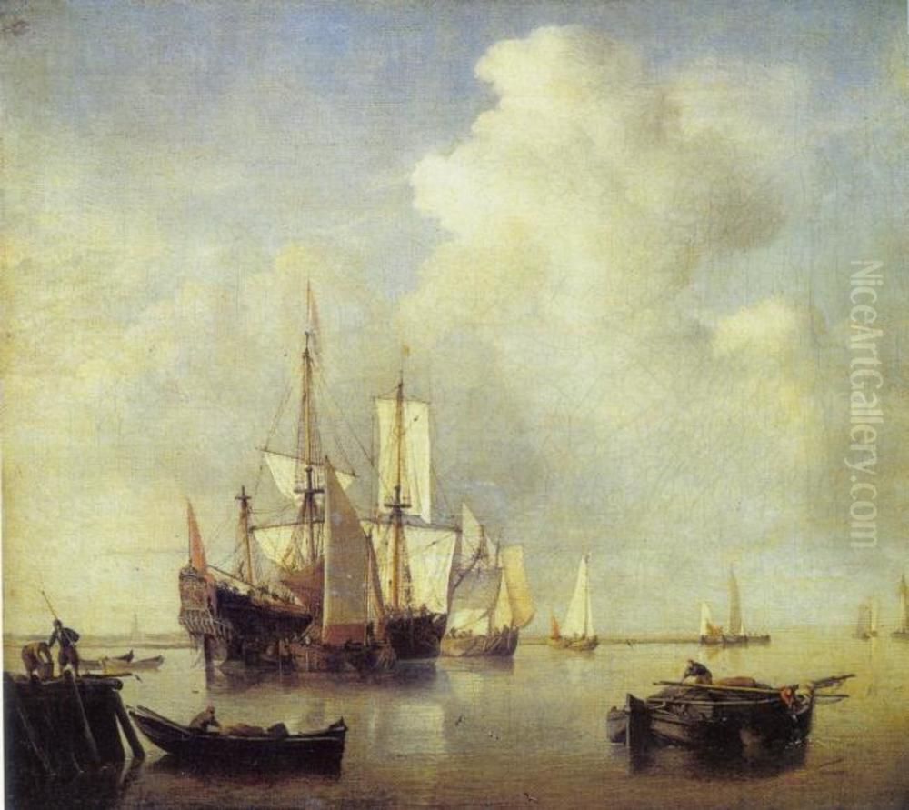 Calm Sea Oil Painting by Willem van de Velde the Younger