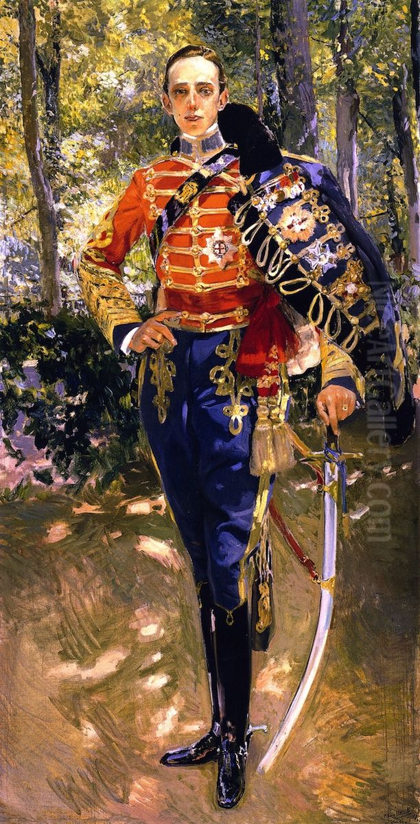 Portrait of King Alfonso XIII in a Hussar's Uniform Oil Painting by Joaquin Sorolla
