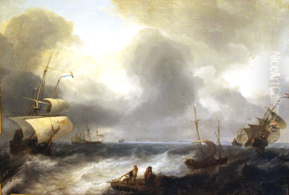 Dutch Ships Oil Painting by Willem van de Velde the Younger