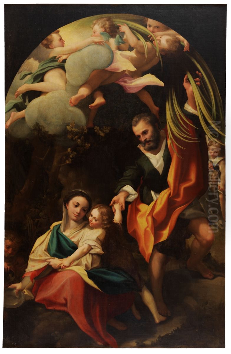 Descanso en la Huida a Egipto o La Virgen de la escudilla Oil Painting by Antonio da Correggio