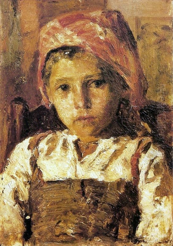 Head of a Girl Oil Painting by Antonio Carvalho de Silva Porto