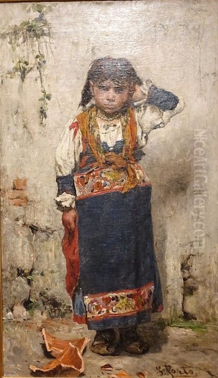 Un petit malheur Oil Painting by Antonio Carvalho de Silva Porto