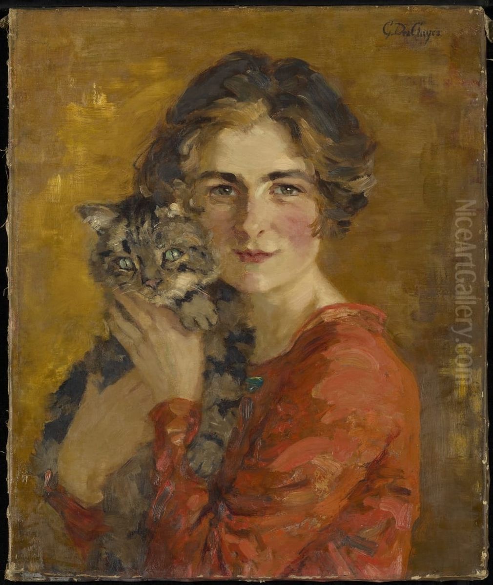 The Woman and the Cat Oil Painting by Gertrude Des Clayes