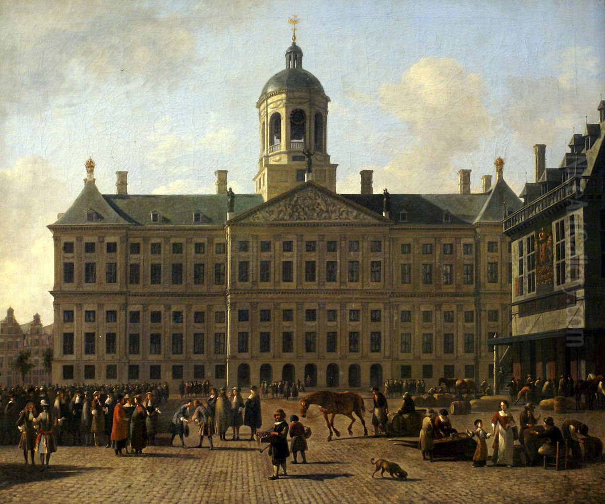 The Amsterdam City Hall on Dam Square Oil Painting by Gerrit Adriaenszoon Berckheyde