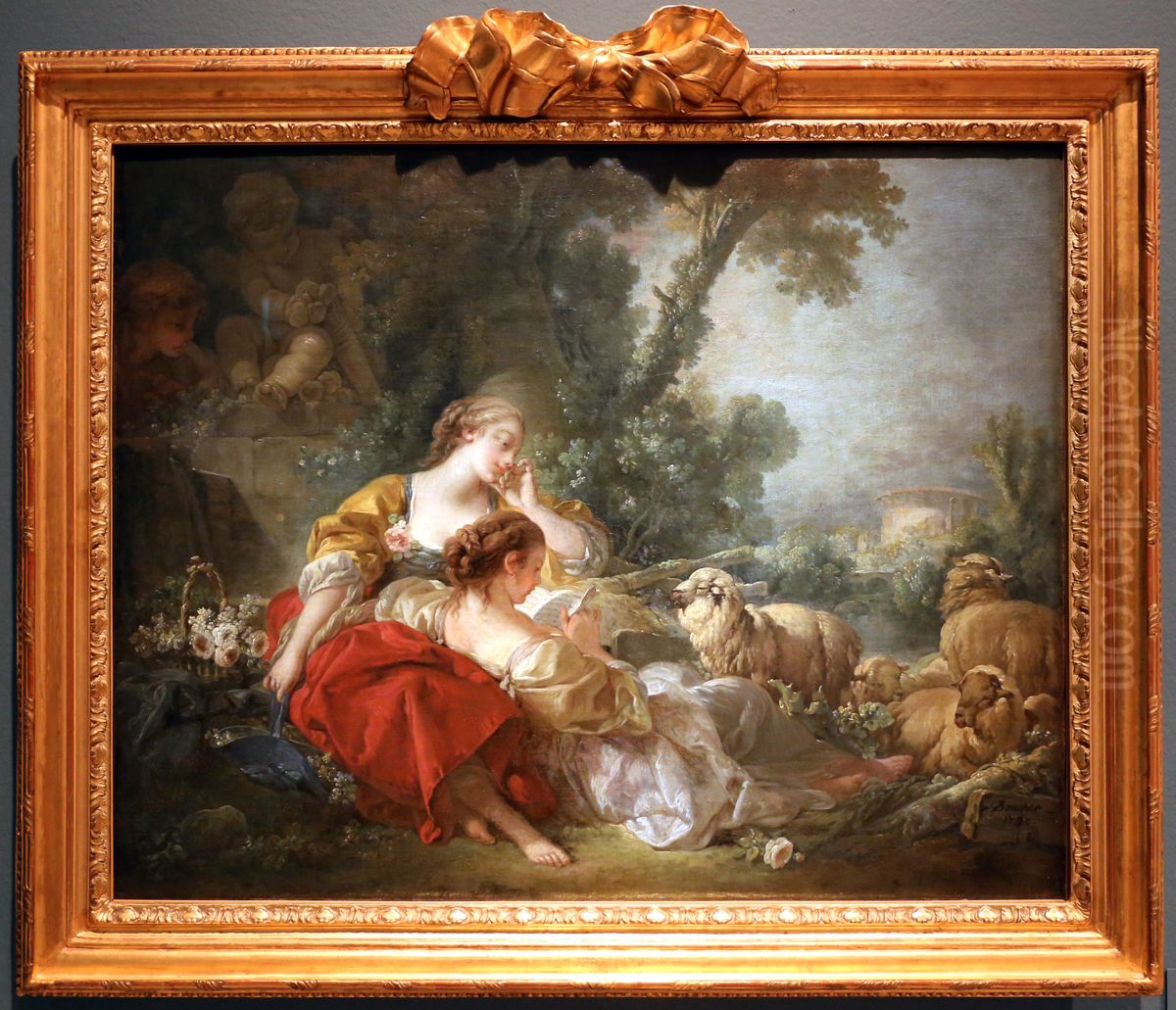 Pastorale Scene with Two Shepherdesses Oil Painting by Francois Boucher