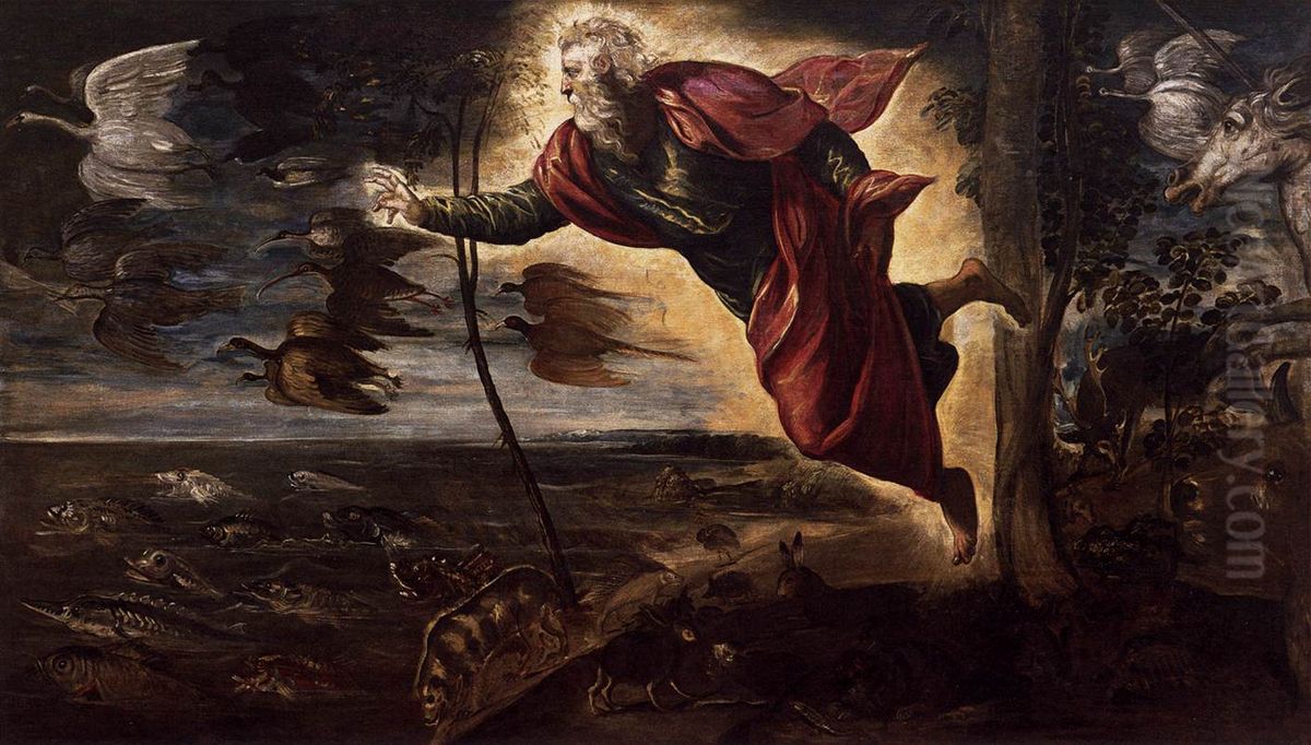 La creazione degli animali Oil Painting by Jacopo Tintoretto