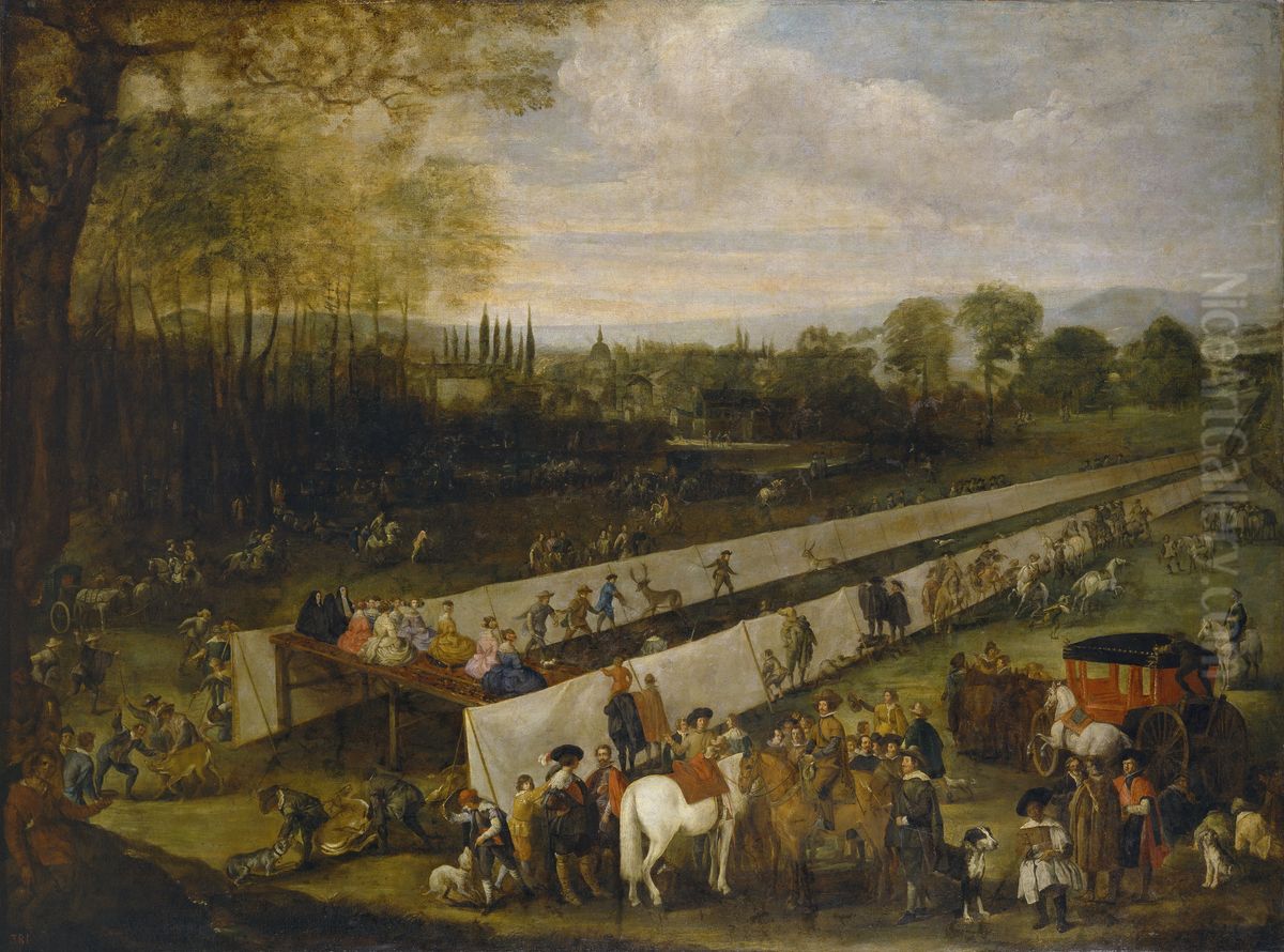 La caceria del tablillo en aranjuez Oil Painting by Juan Bautista Martinez del Mazo