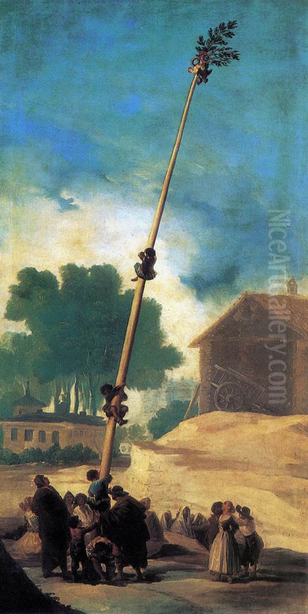 The Greasy Pole Oil Painting by Francisco Goya Fuendetodos