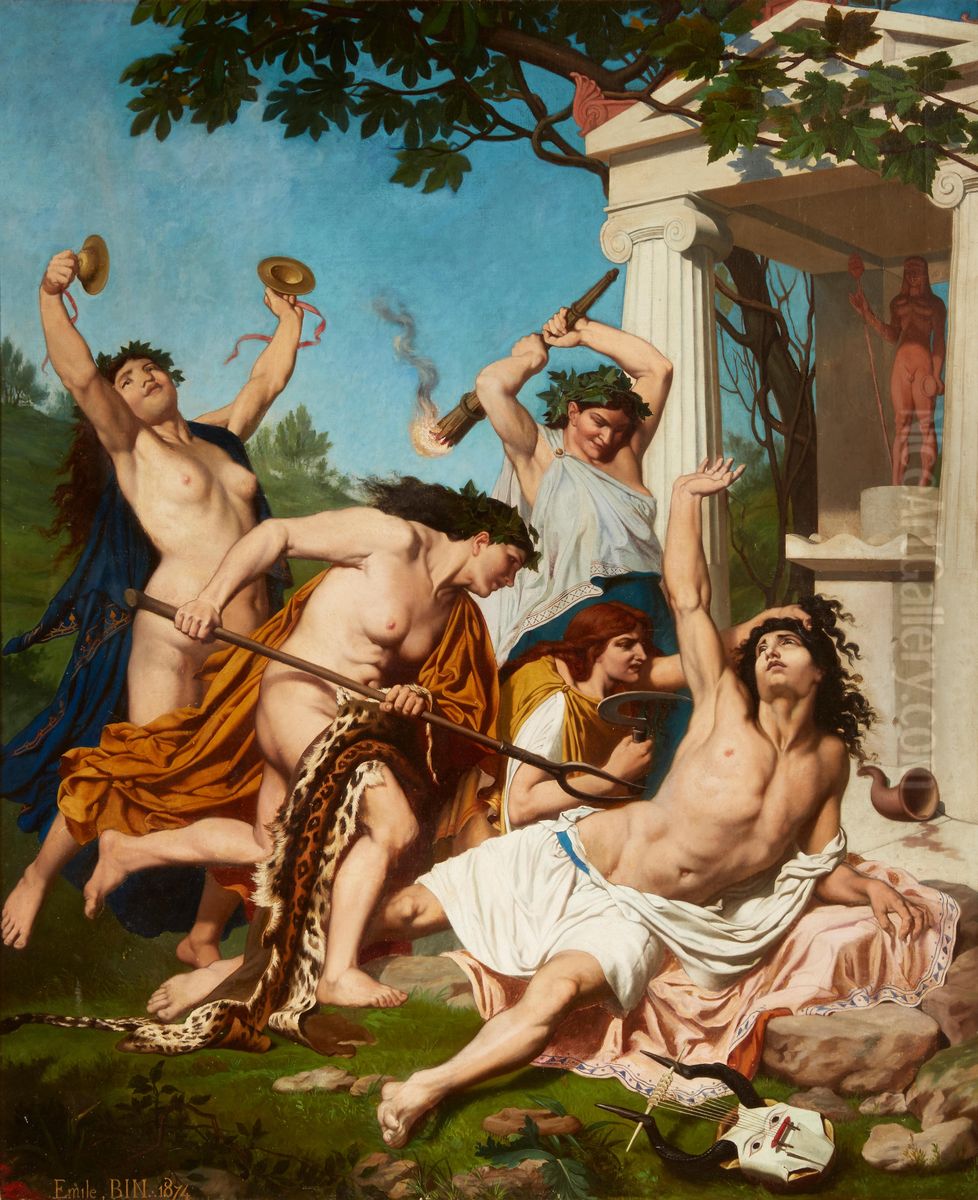 The death of Orpheus Oil Painting by Emile ( Jean Baptiste Philippe) Bin