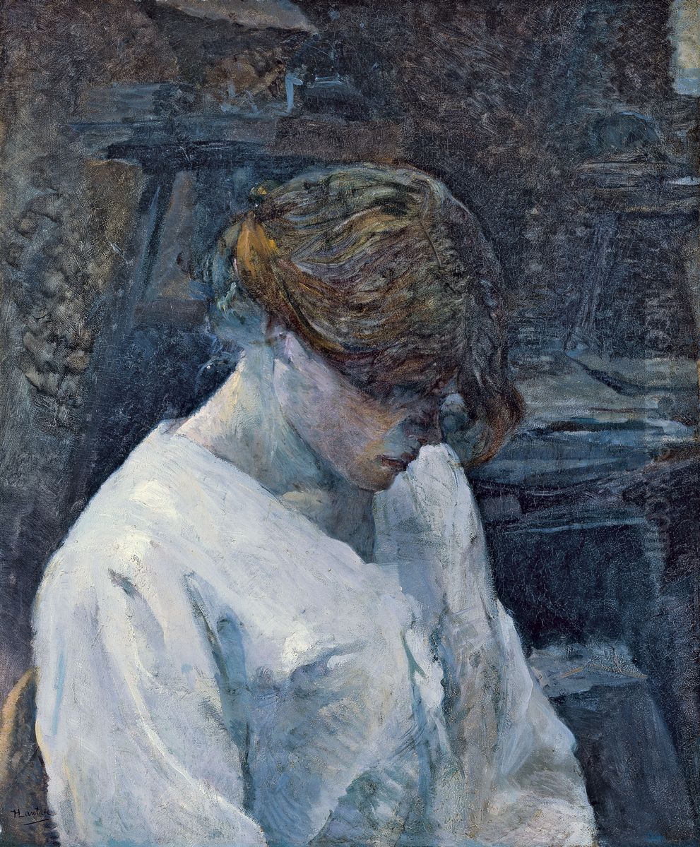 La Rousse in a White Blouse Oil Painting by Henri De Toulouse-Lautrec