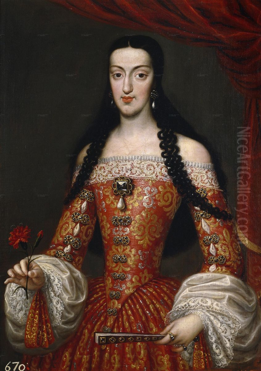 Mary Louise of Orleans, queen of Spain Oil Painting by Jose Garcia Hidalgo