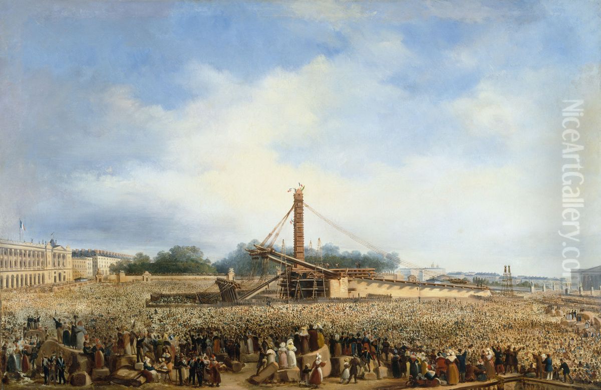 Erection de l'obelisque de Louqsor sur la place de la Concorde, le 25 octobre 1836 Oil Painting by Francois Dubois
