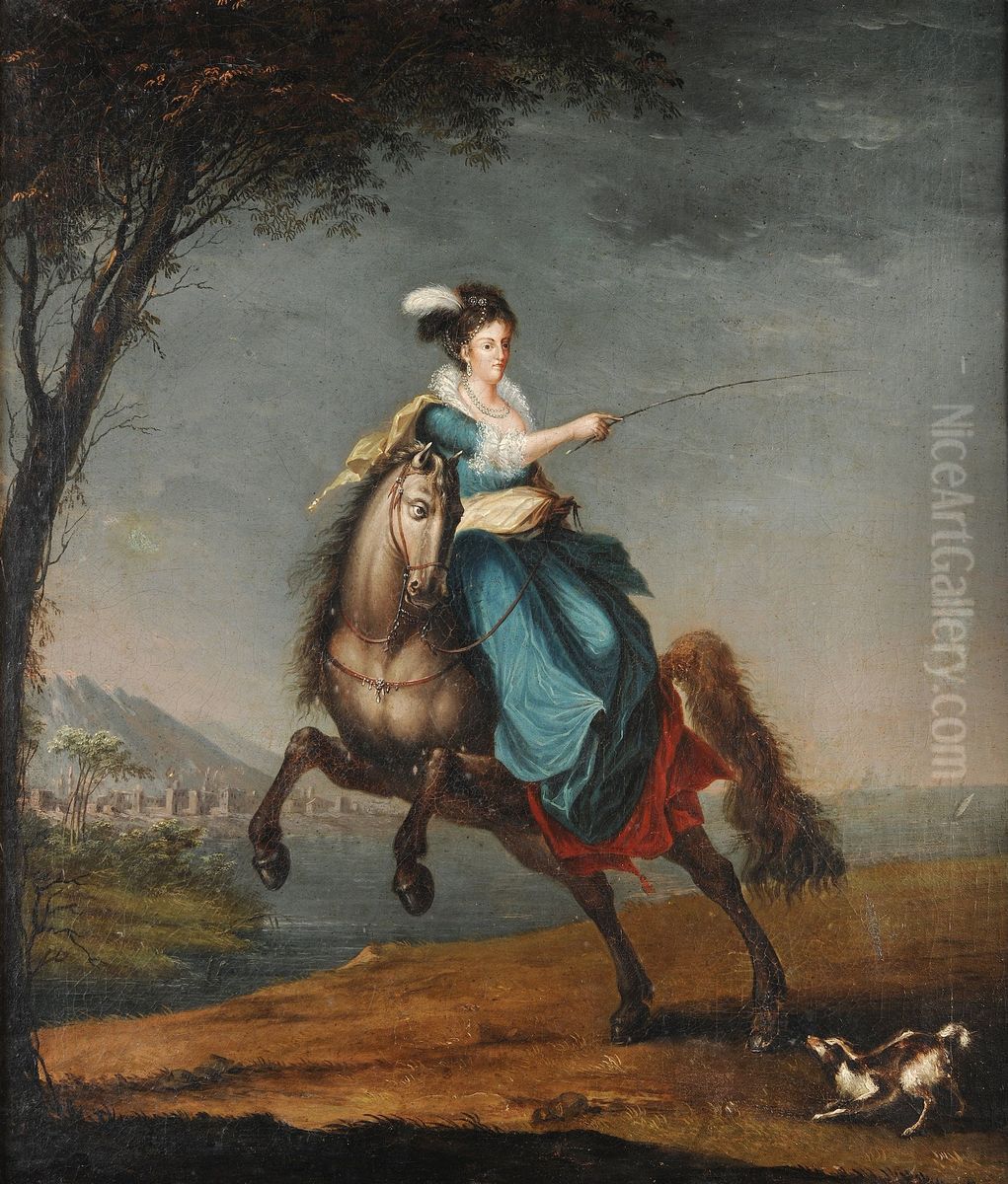 Equestrian portrait ofCarlota Joaquina of Spain(1775-1830) Oil Painting by Domingos Sequeira