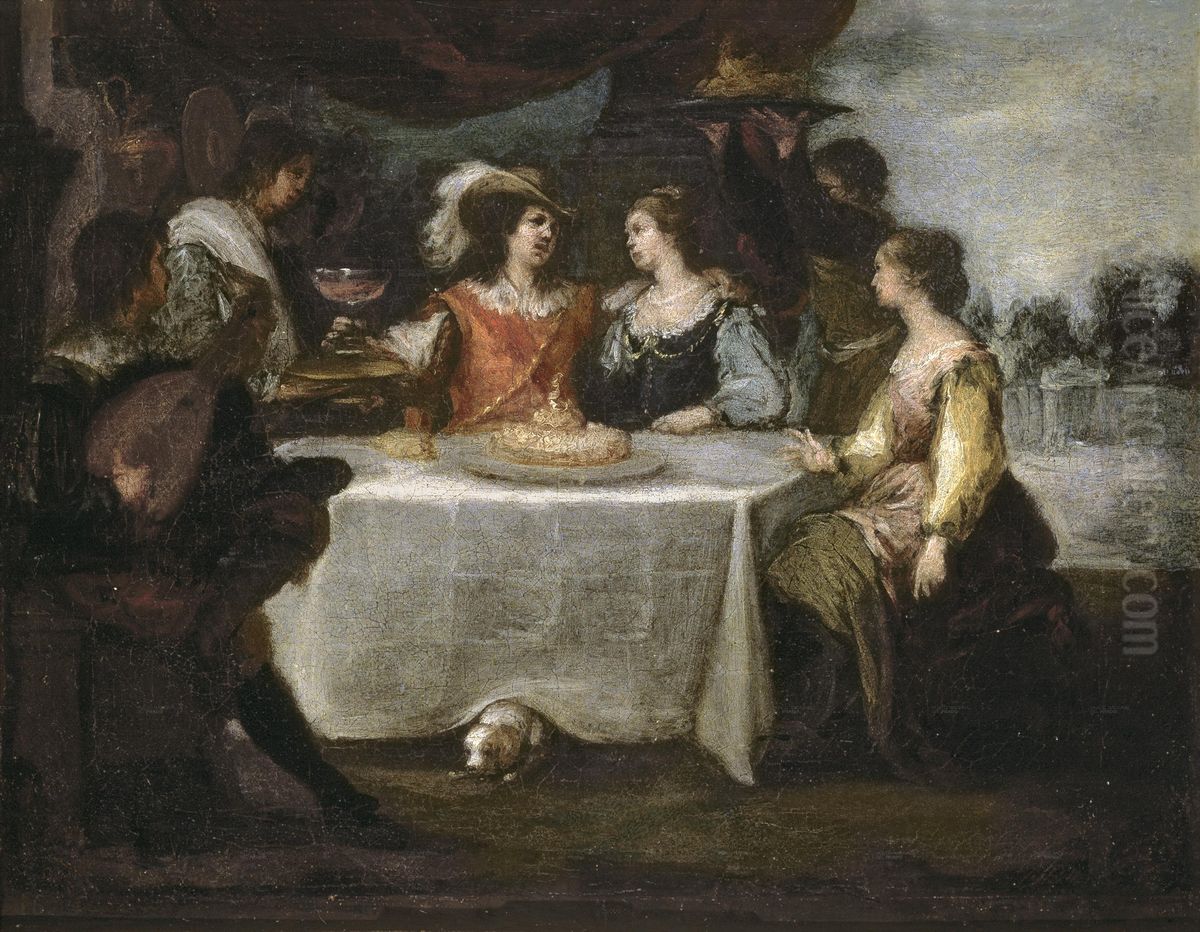 La disipacion del hijo prodigo Oil Painting by Bartolome Esteban Murillo