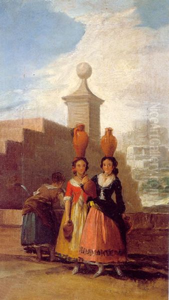 Mozas del cantaro Oil Painting by Francisco Goya Fuendetodos