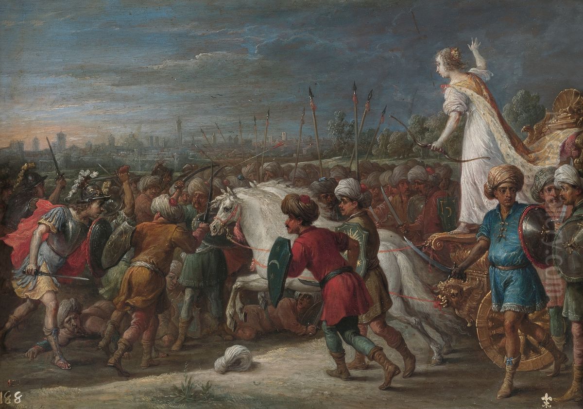 Armida en la batalla frente a los sarracenos Oil Painting by David Teniers the Younger