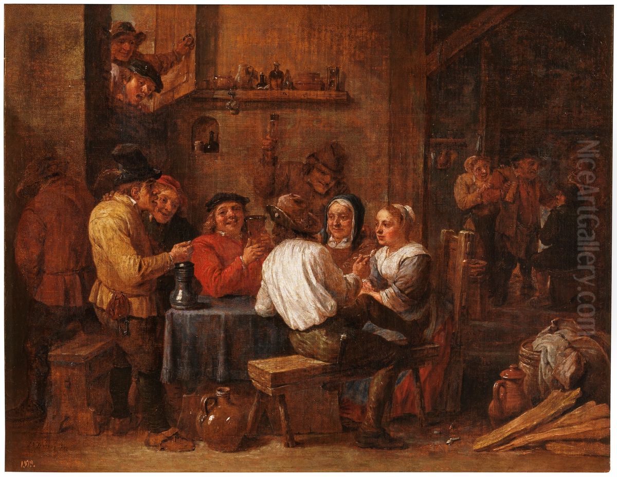 Bebedores y fumadores Oil Painting by David Teniers the Younger
