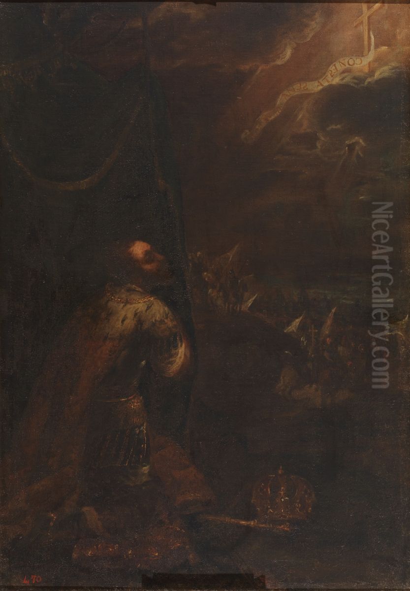 San Fernando arrodillado Oil Painting by Juan De Valdes Leal