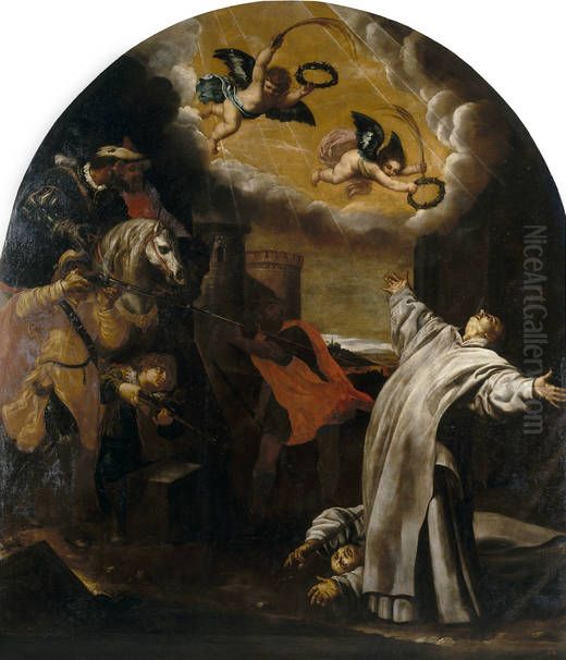 The Martyrdom at Roermond of Vinzenz Herck and Jan Van Loewen Oil Painting by Vincenzo Carducci