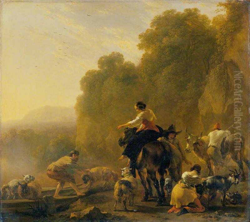 The Ferry Boat Oil Painting by Nicolaes Pieterszoon Berchem