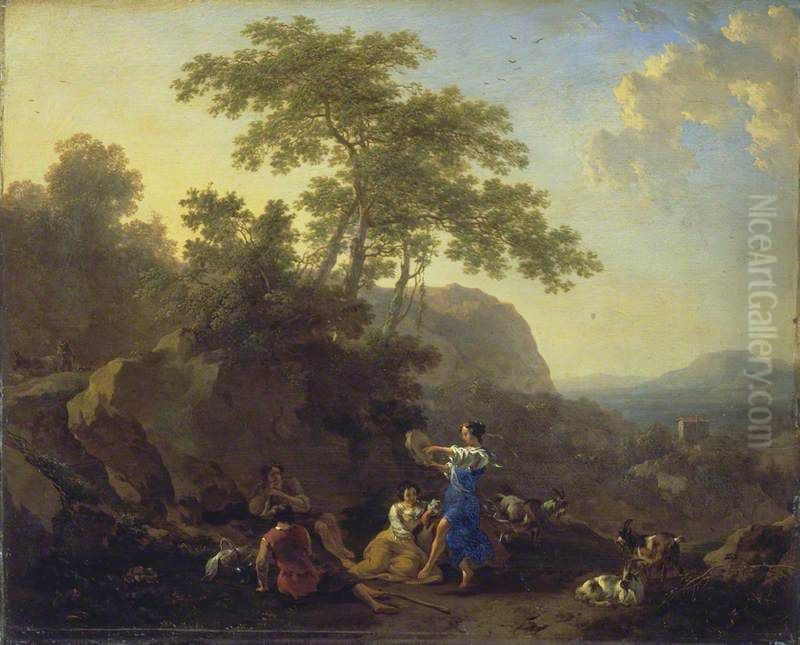 The Musical Shepherdess Oil Painting by Nicolaes Pieterszoon Berchem