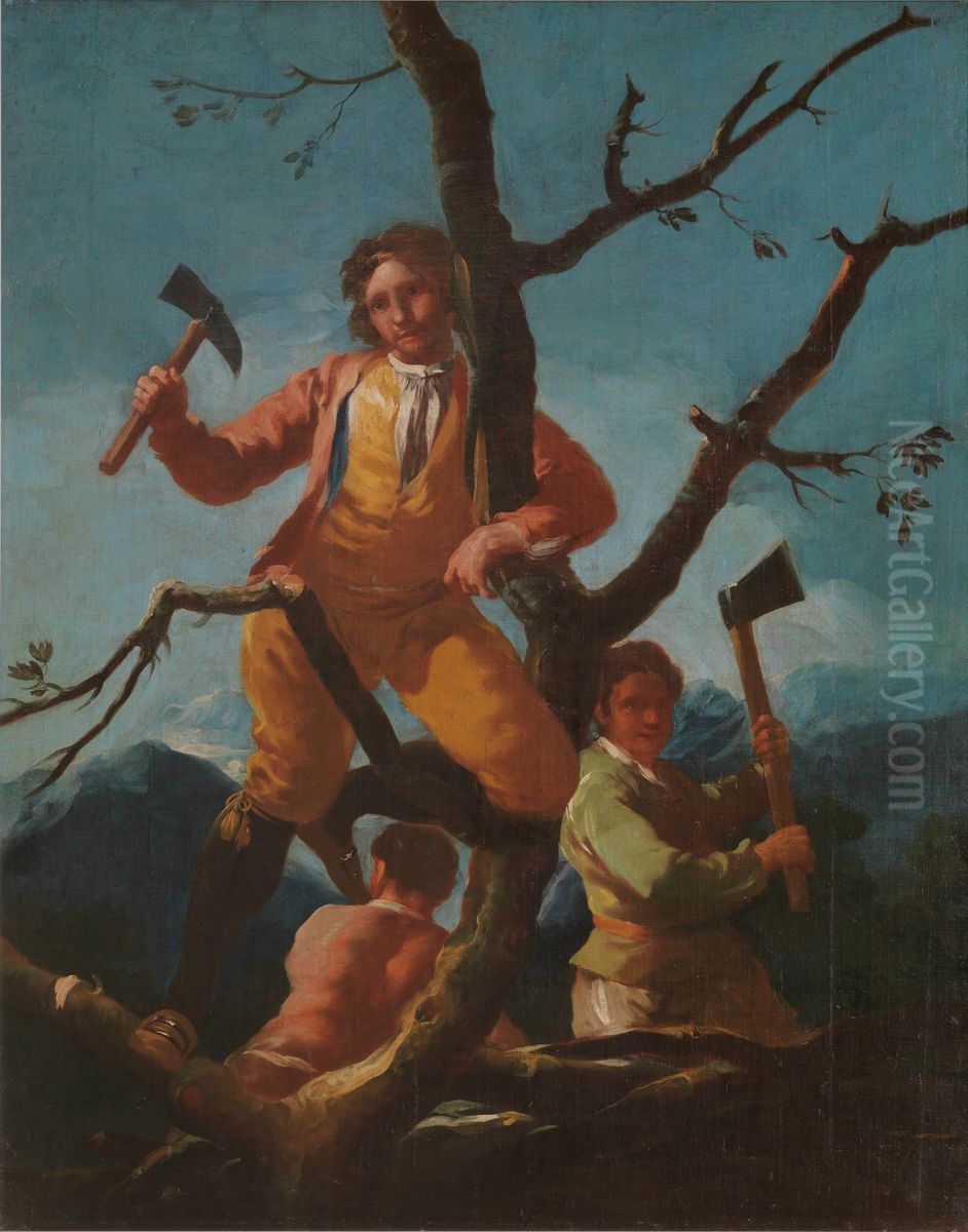 the lumberjacks Oil Painting by Francisco Goya Fuendetodos