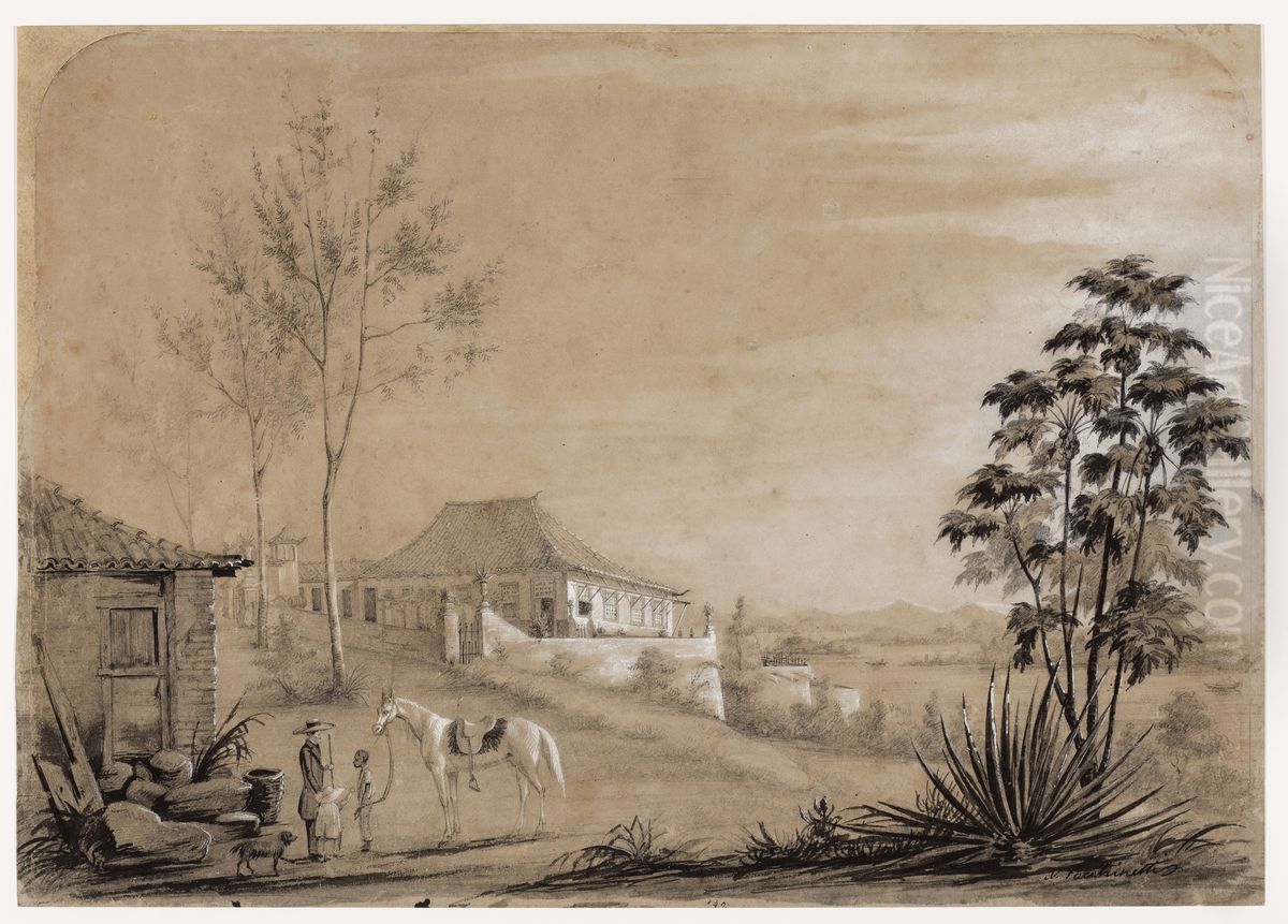Sede de fazenda nos arredores do Rio de Janeiro (atribuido) Oil Painting by Nicola Antonio Facchinetti