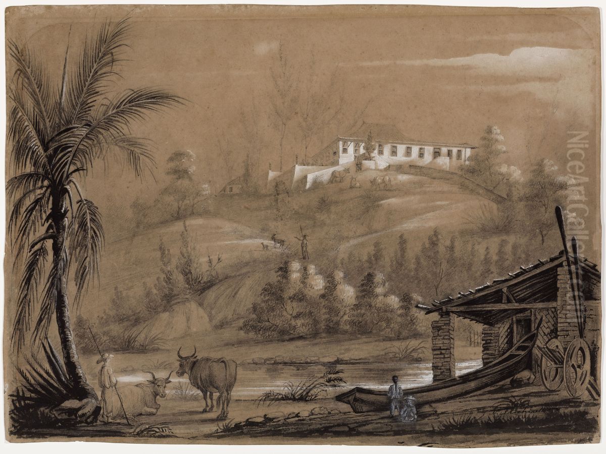 Sede de fazenda nos arredores do Rio de Janeiro (atribuido) Oil Painting by Nicola Antonio Facchinetti