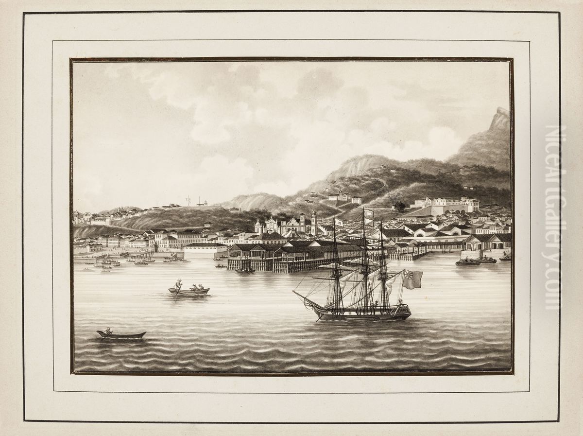 Vista da Cidade de St. Sebastiao do Rio de Janeiro tirada da Ilha das Cobras Oil Painting by Karl Robert von Planitz
