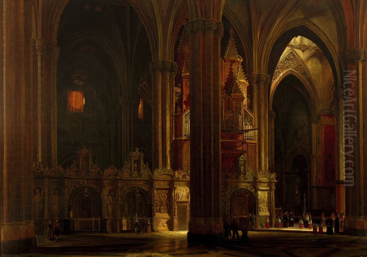 Vista del interior de la seo de Zaragoza Oil Painting by Pablo Gonzalvo