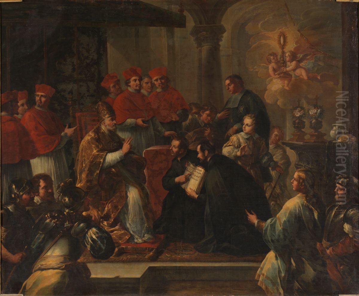 Aprobacion de la regla de la Orden de los Clerigos Menores Oil Painting by Pedro Rodriguez de Miranda