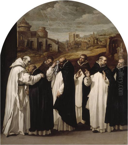 Saint Bruno Bids Farewell to his Companions in Rome Oil Painting by Vincenzo Carducci