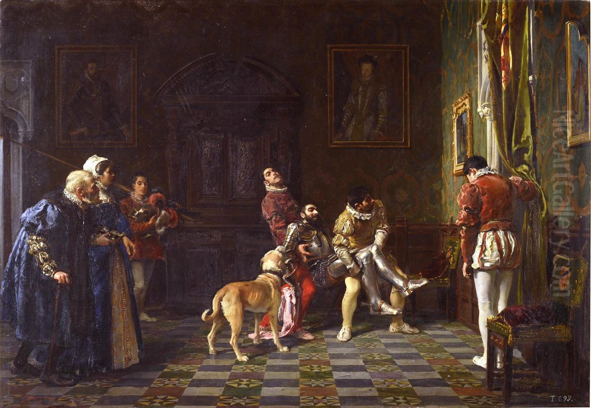 La vuelta del torneo Oil Painting by Salvador Martinez Cubells