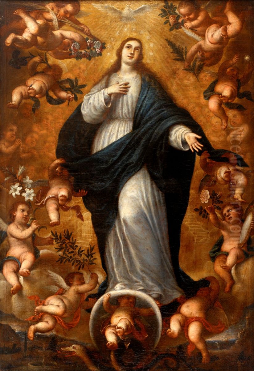 La Purisima Oil Painting by Jose Garcia Hidalgo