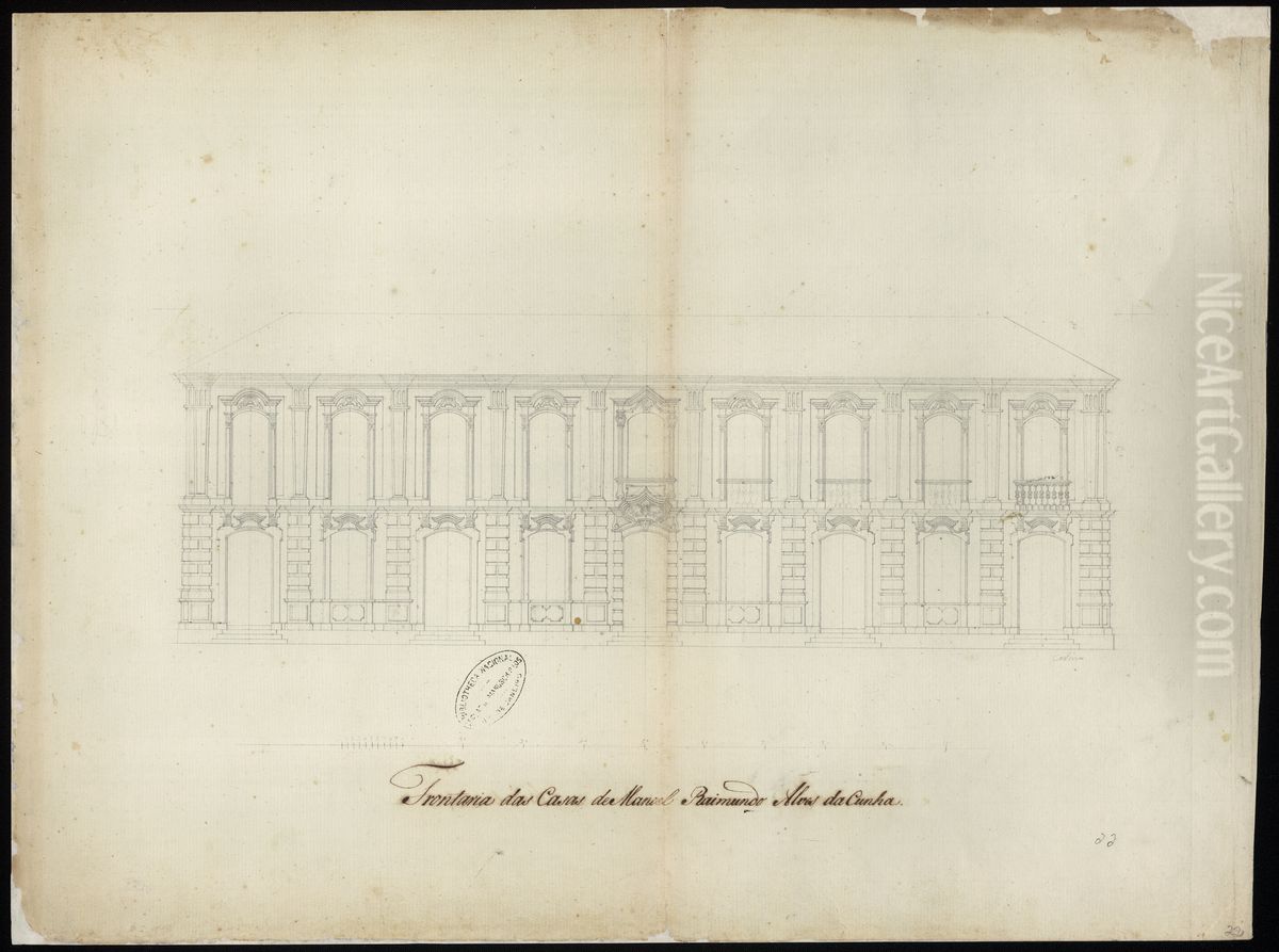 Frontaria das casas de Manoel Raimundo Alves da Cunha Oil Painting by Joaquim Jose Codina