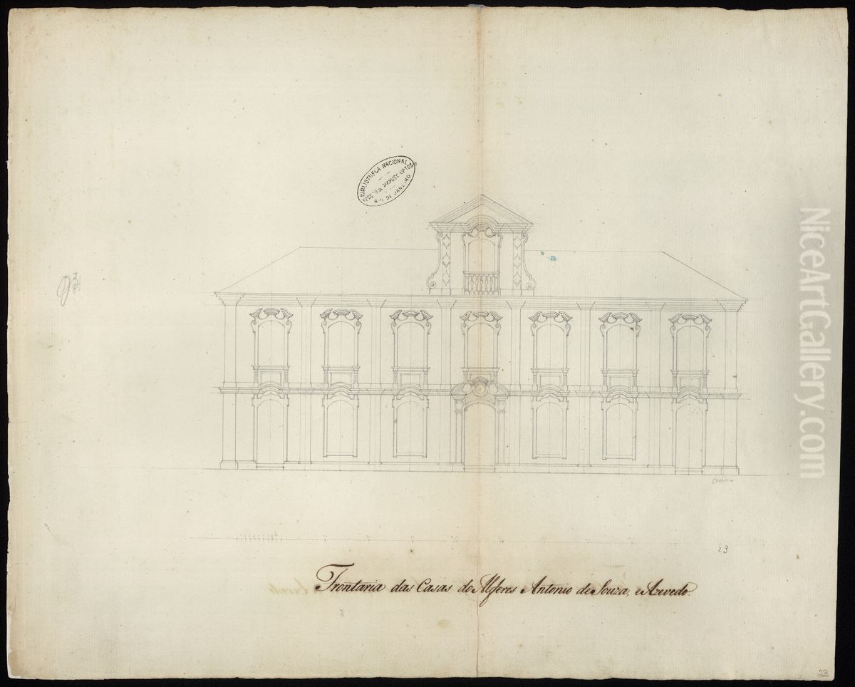 Frontaria das casas do alferes Antonio da Souza, e Azevedo Oil Painting by Joaquim Jose Codina