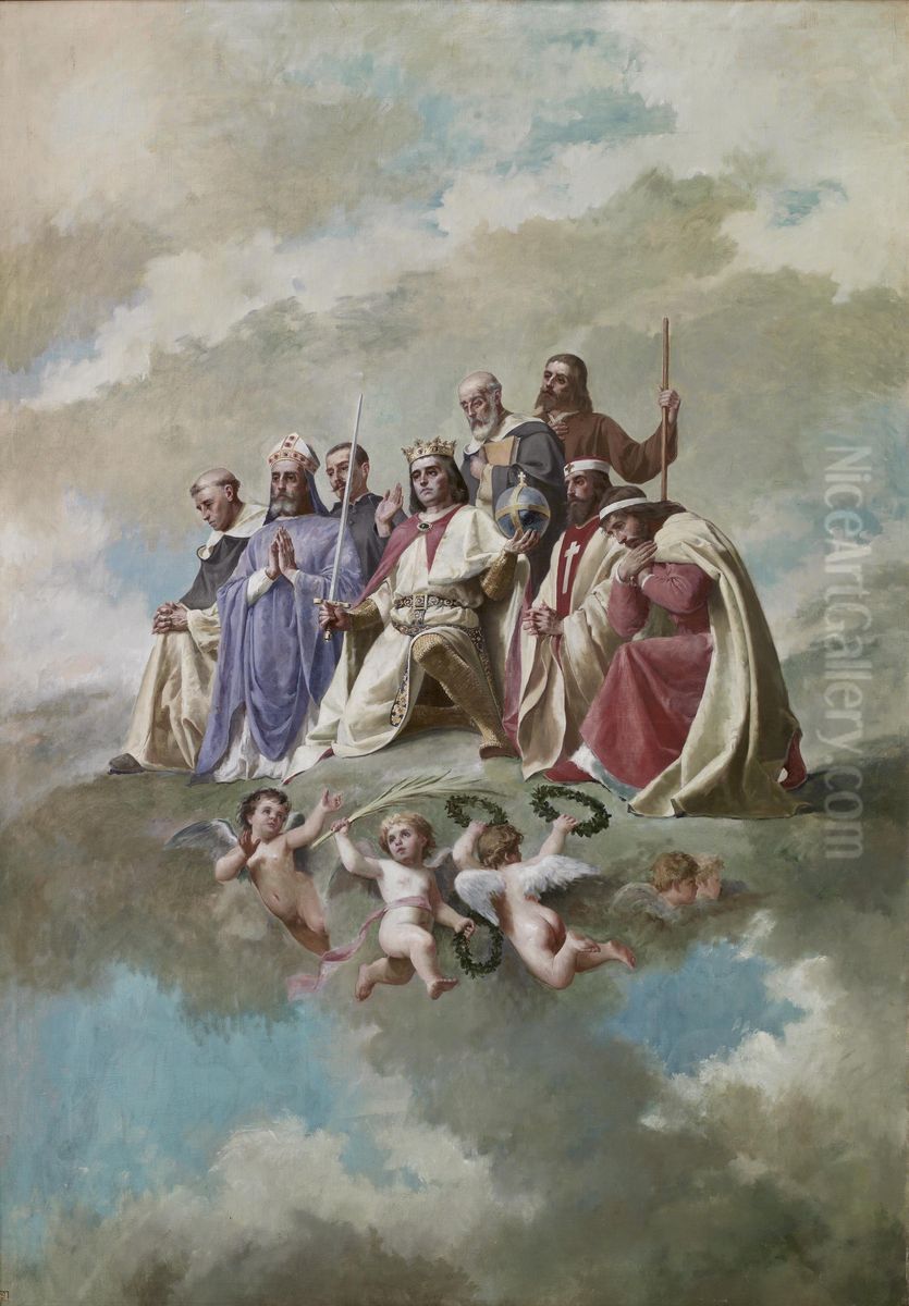 Santos espanoles Oil Painting by Francisco Jover y Casanova