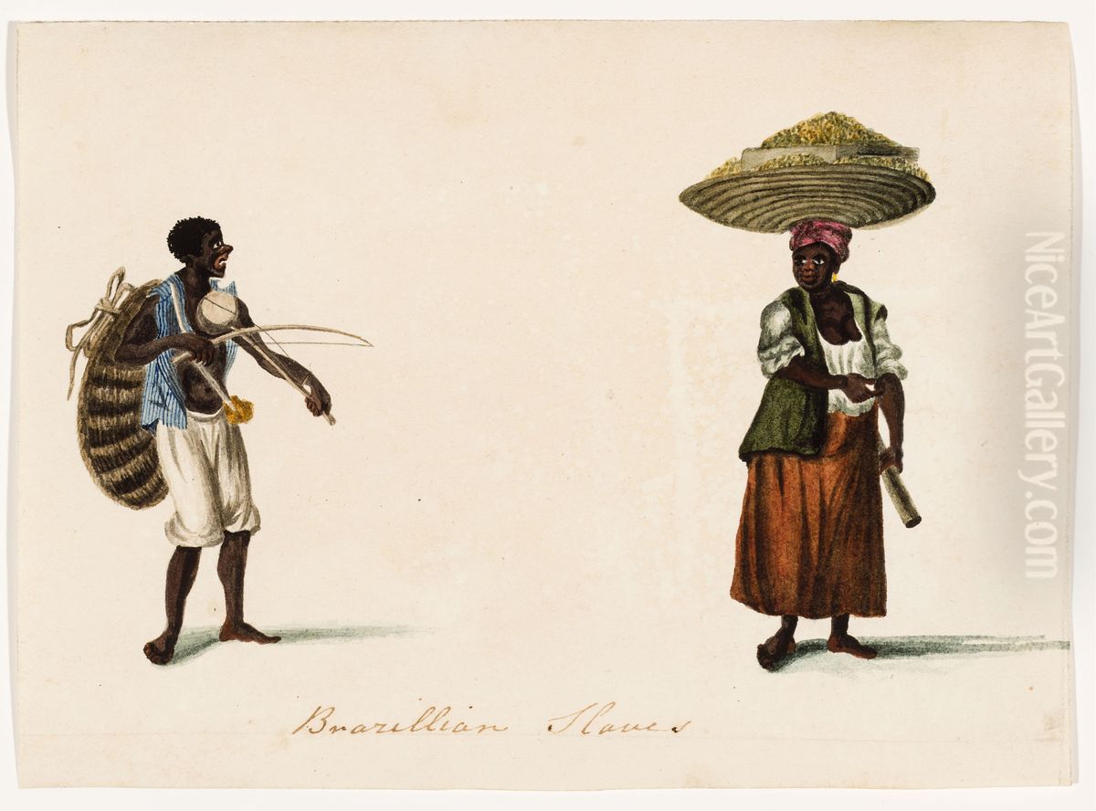 Brazillian Slaves Oil Painting by Joaquim Candido Guilhobel