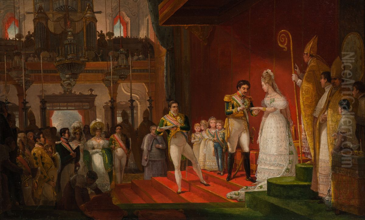Casamento de D. Pedro I e D. Amelia Oil Painting by Jean Baptiste Debret