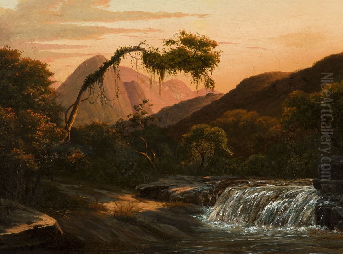 Cascata dos Correias, Petropolis (atribuido) Oil Painting by Brasiliana Iconografica
