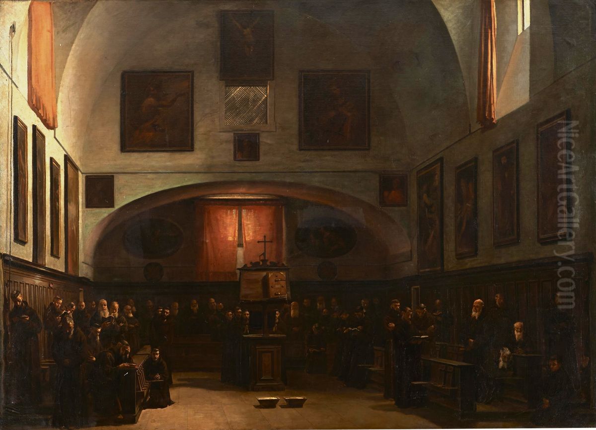 Capuchinos en el coro Oil Painting by Ricardo Maria Navarrete Fos