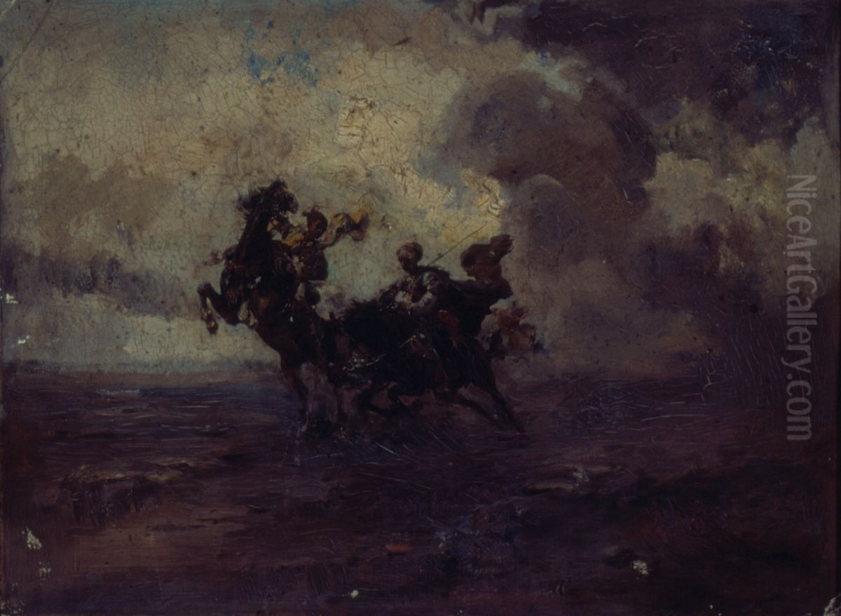 Beduinos Oil Painting by Agostinho Jose da Mota