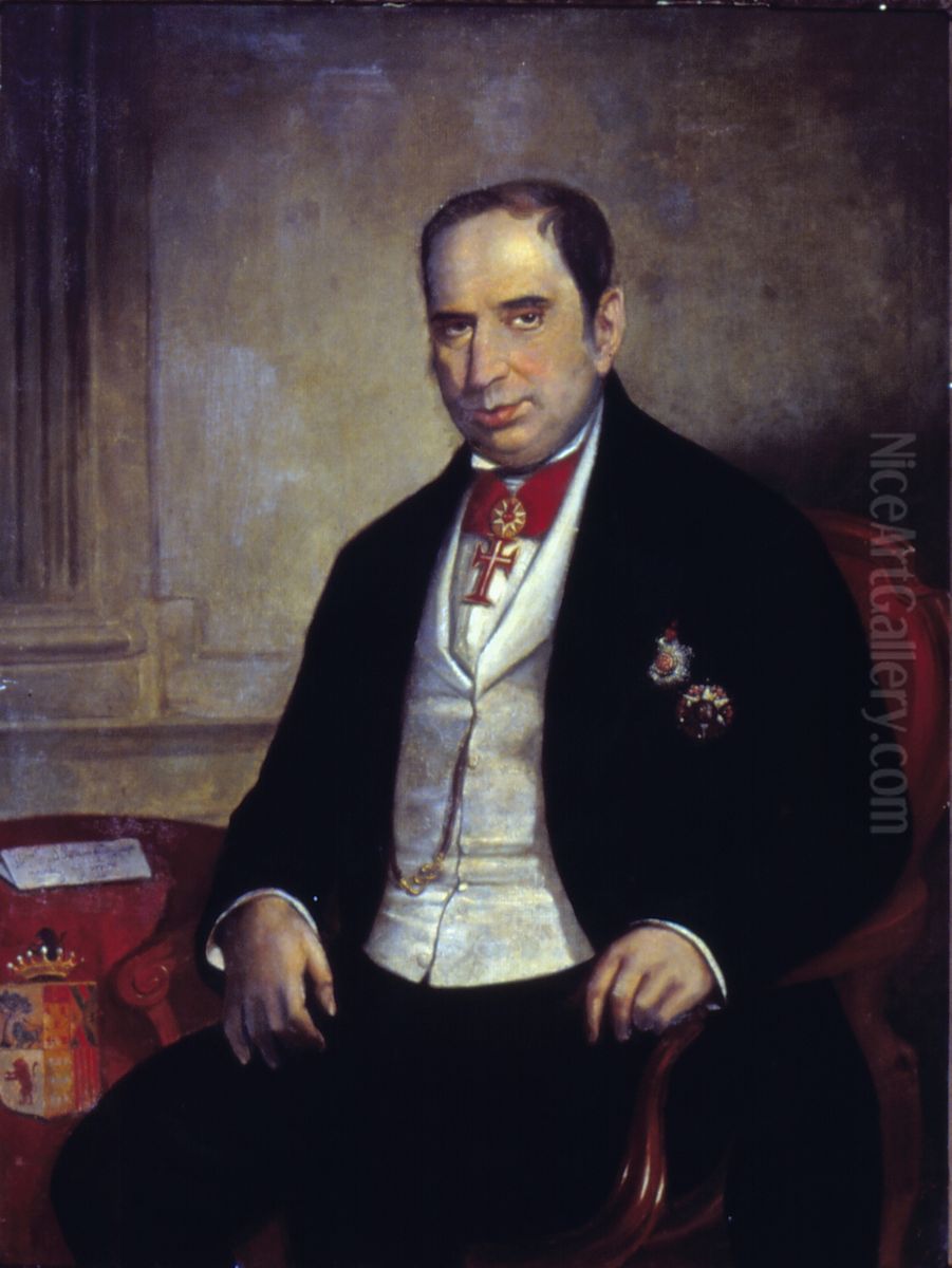 Retrato de Antonio da Silva Prado (Barao de Iguape) Oil Painting by Francois-Auguste Biard