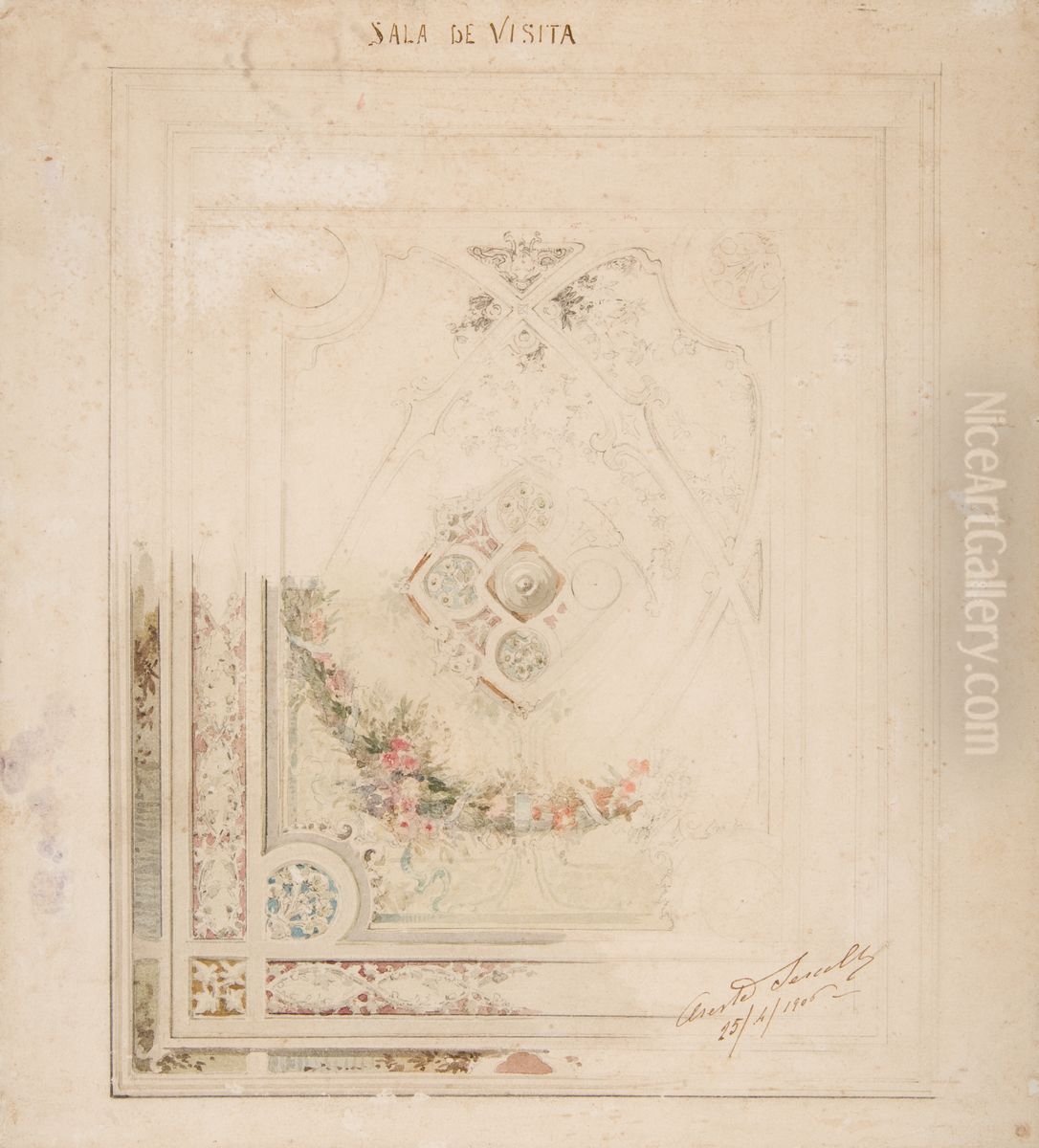 Sala de visita Oil Painting by Oreste Sercelli