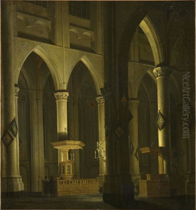 Interior of a Church Oil Painting by Daniel de Blieck