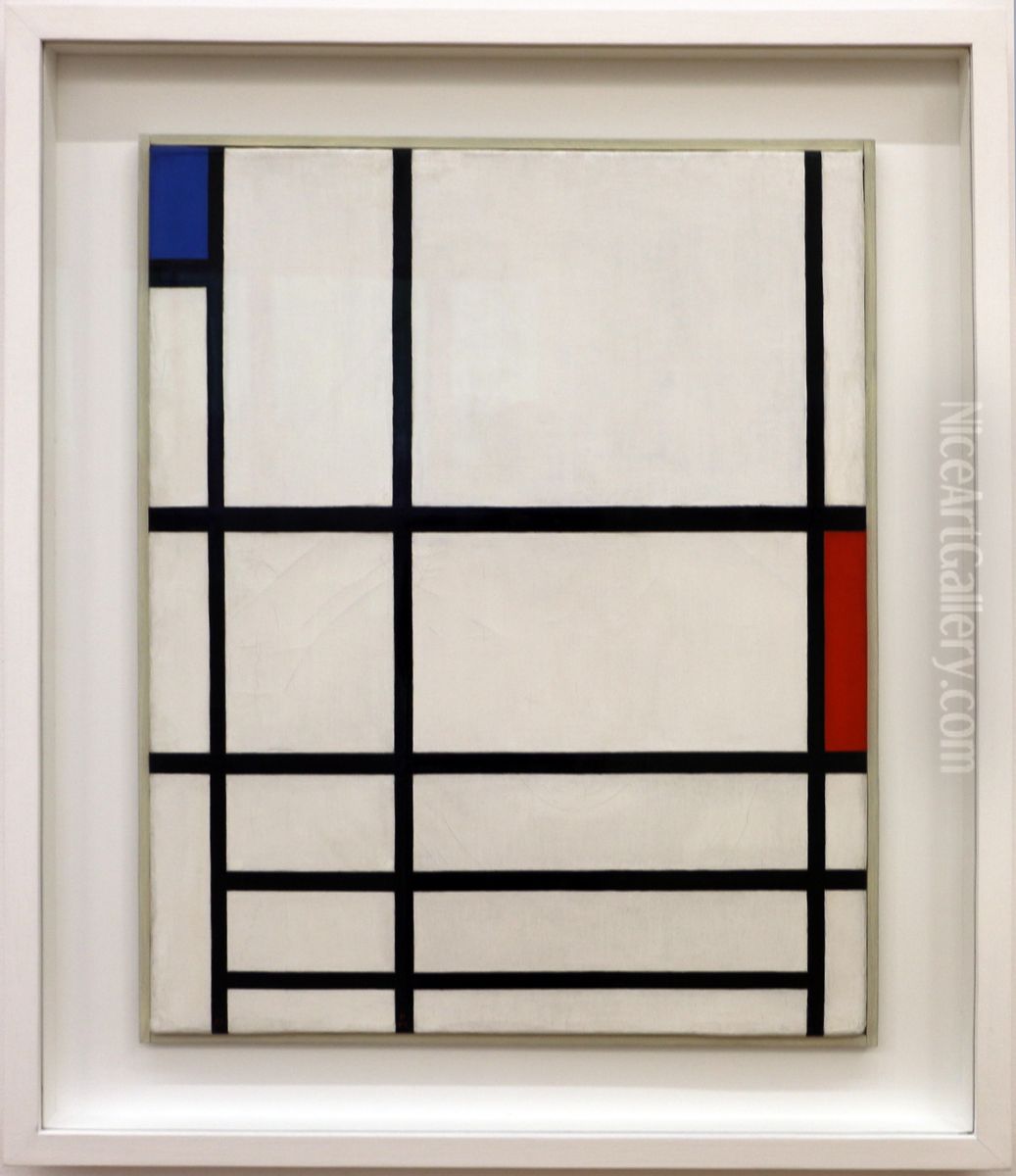 Composition en rouge, bleu et blanc II Oil Painting by Piet Mondrian