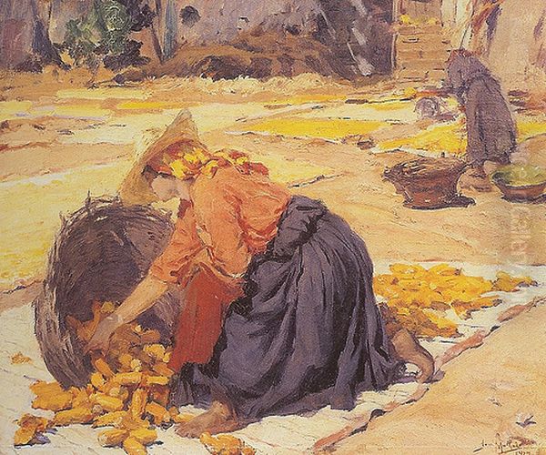 Mais au soleil Oil Painting by Jose Malhoa