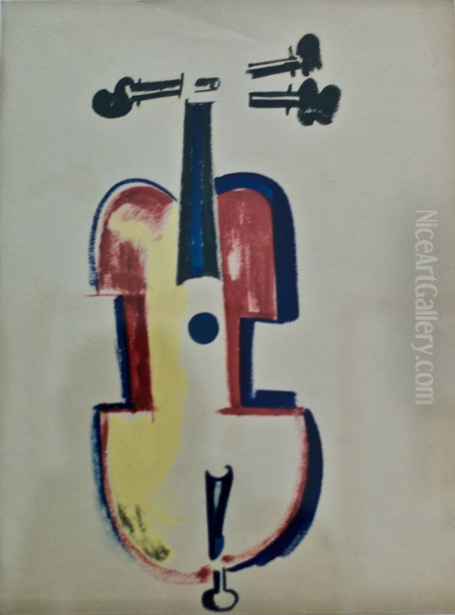 Cello Oil Painting by Amadeo De Souza Cardoso